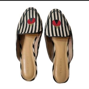 Talbots Ryan Striped Mules Size 9 Ladybug Embroidered Cotton Memory Foam P181041